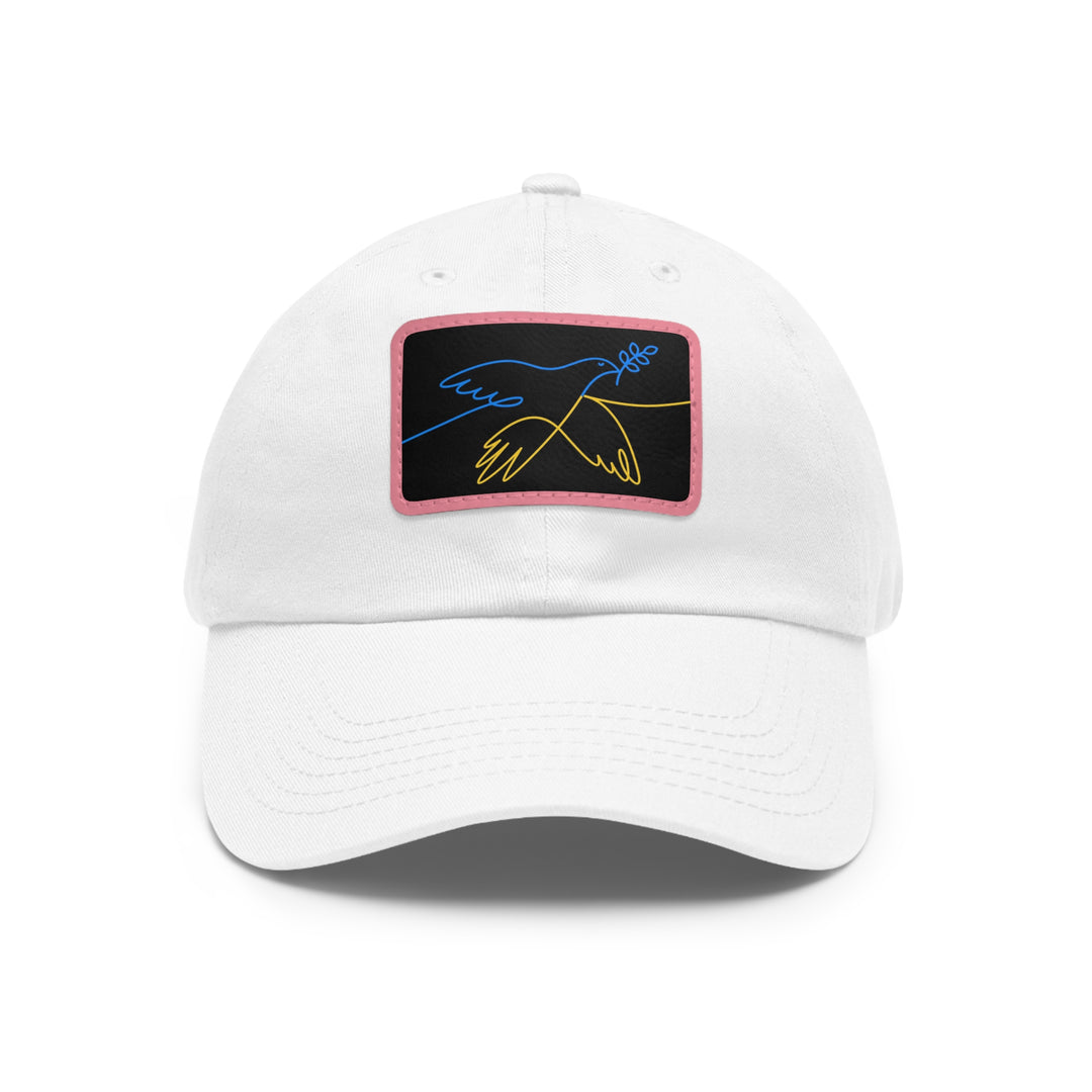 Dove and Leaf Dad Hat with Leather Patch (Rectangle)