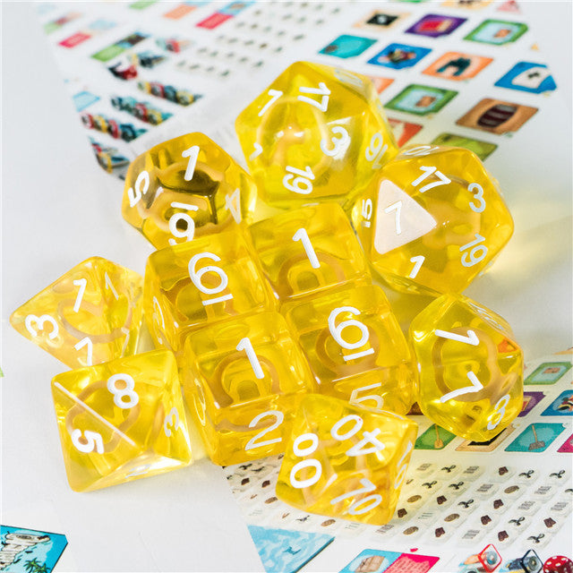 Yellow Circle / Gold Hedgehog Ring Dice 11-Dice Set RPG