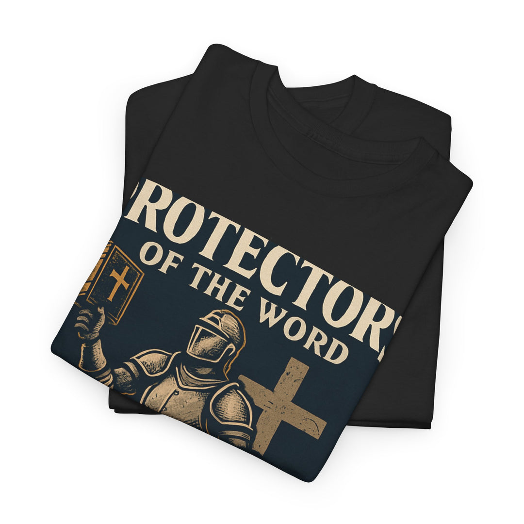 Protectors of the Word Christian T-Shirt No Sleeve Design — 'Victory' Knight Design with John 14:6 Scripture