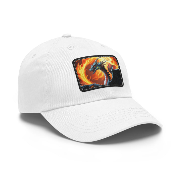 Dragon Fire Dad Hat with Leather Patch (Rectangle)