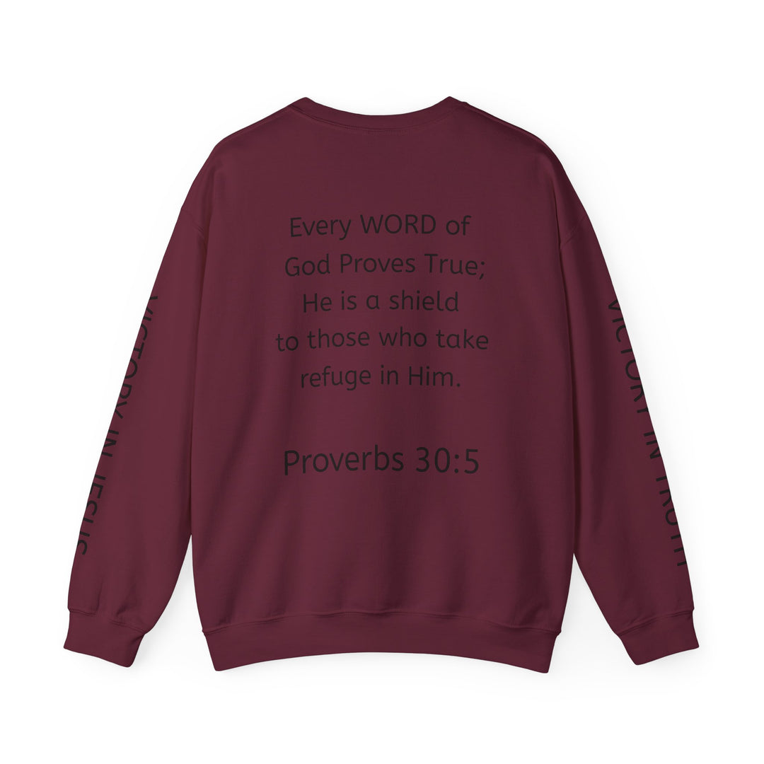 Knight Shield Crewneck Sweatshirt — "Protectors of the Word Victory"