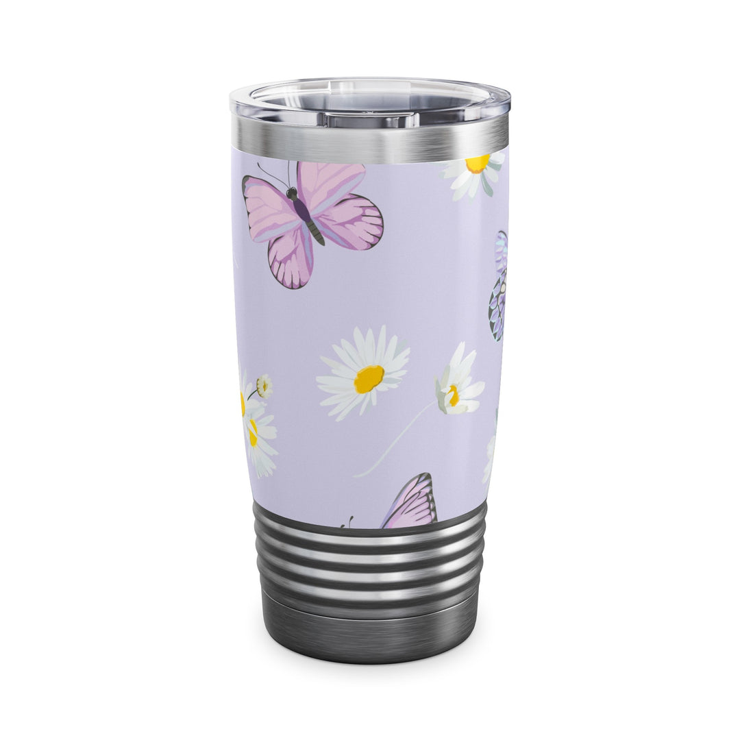 Daisy Flowers and Butterflies Ringneck Tumbler, 20oz