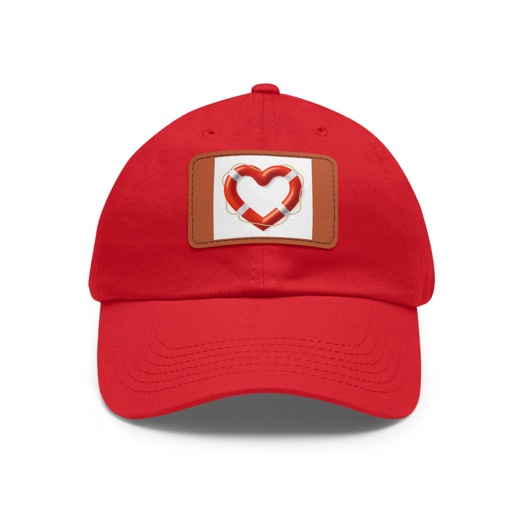 Heart Life Raft Dad Hat with Leather Patch (Rectangle)