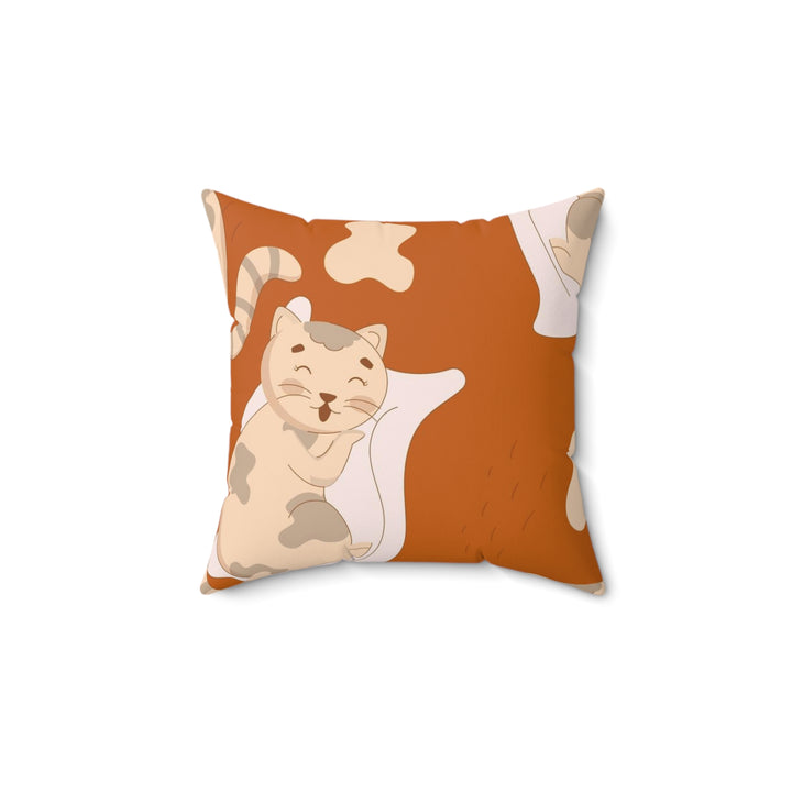 Sleeping Cat Spun Polyester Square Pillow