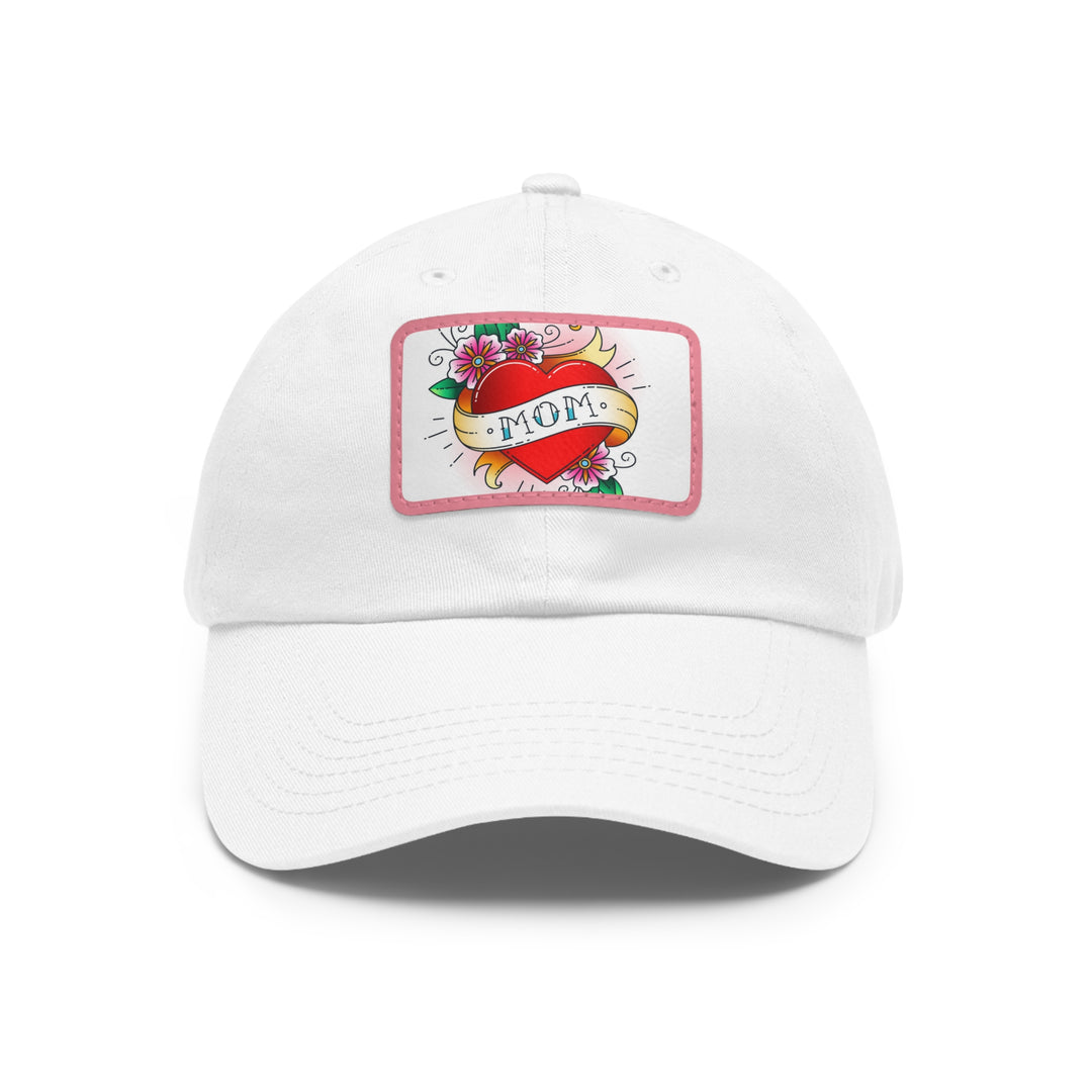 Mom Heart Dad Hat with Leather Patch (Rectangle)