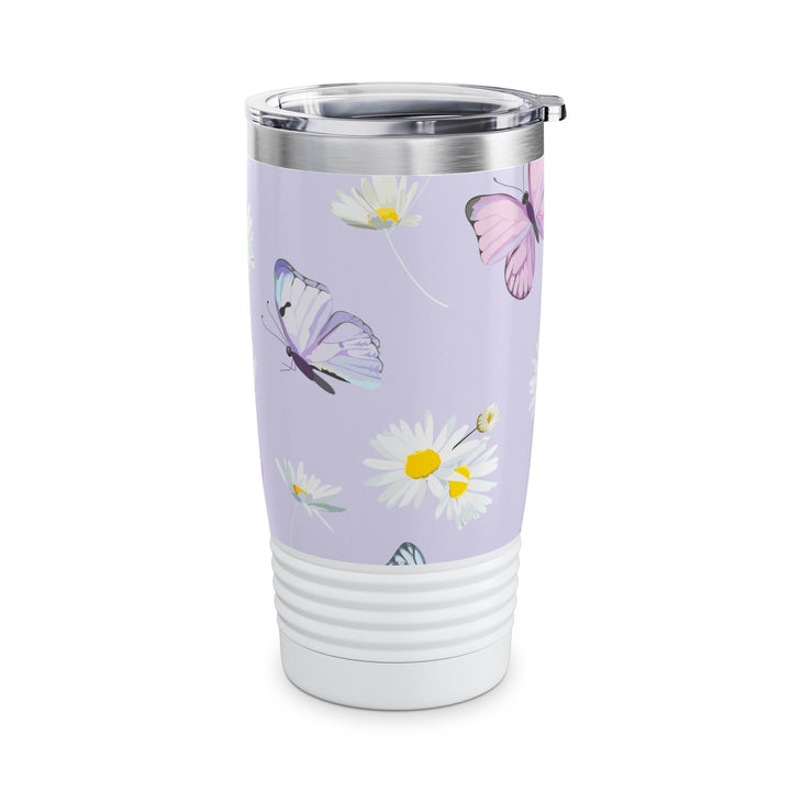 Daisy Flowers and Butterflies Ringneck Tumbler, 20oz