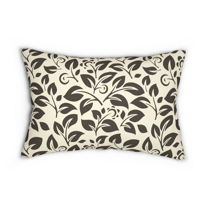 Beauty Floral Pattern on White Spun Polyester Lumbar Pillow