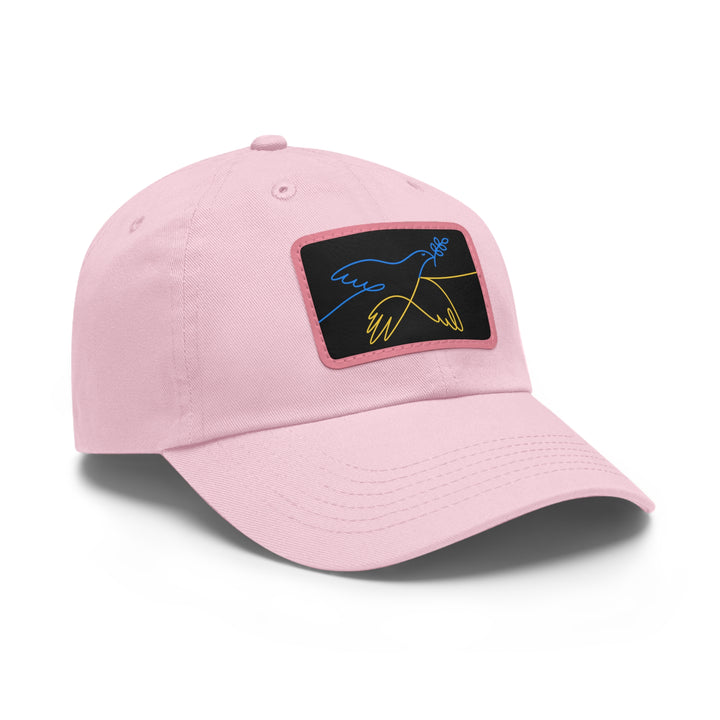 Dove and Leaf Dad Hat with Leather Patch (Rectangle)