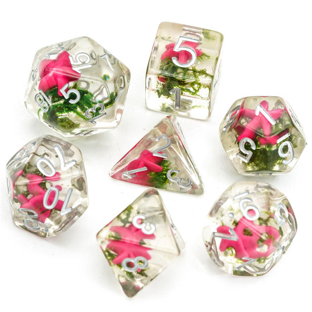 Pink Starfish Dice 7-Dice Set Resin Dungeons and Dragons Dice