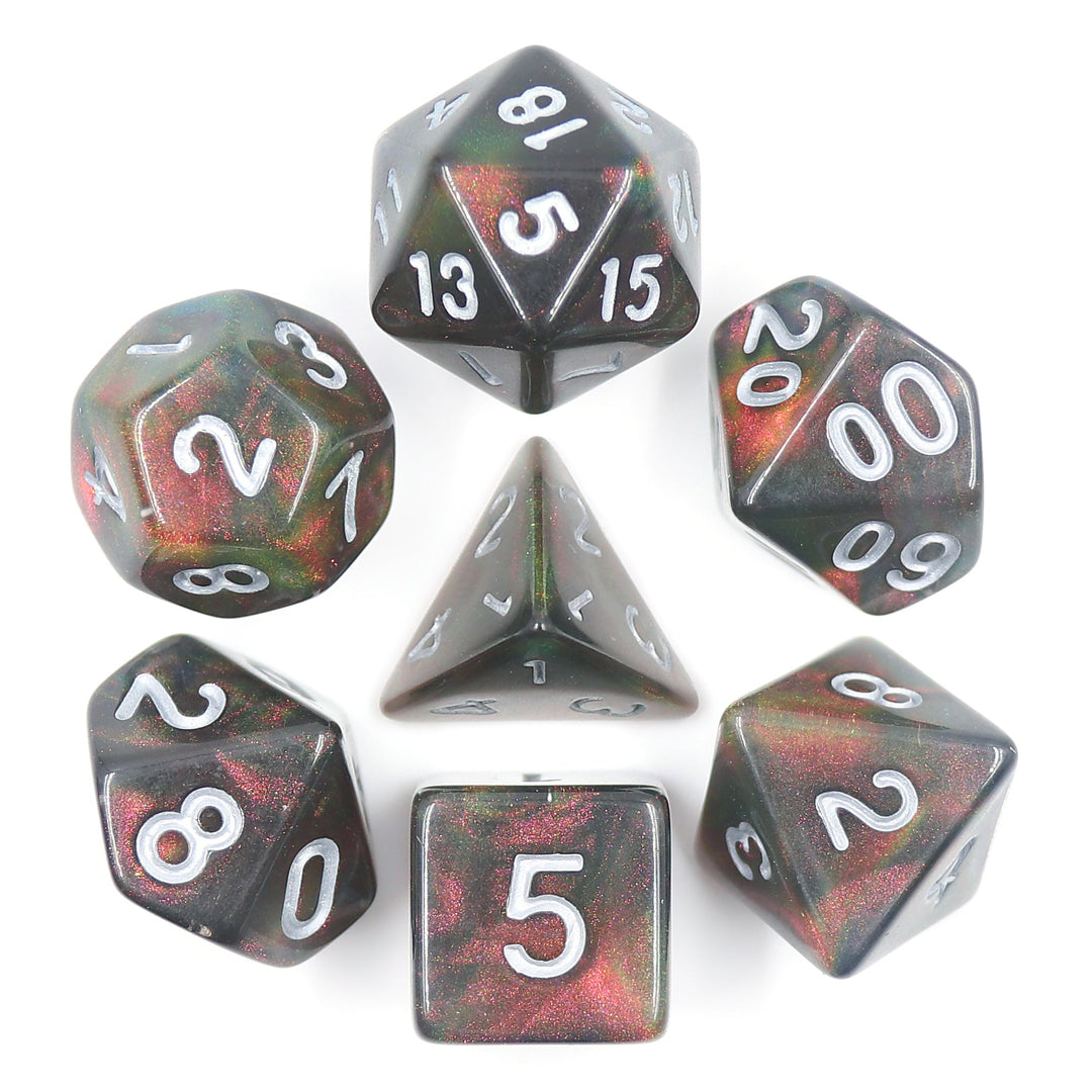 Night Wish: Smoke Grey Glitter Iridescent Effect 7-Dice Set