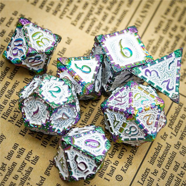 White Rainbow Metal Dice（Dagger of Venom）7-Dice Udixi RPG