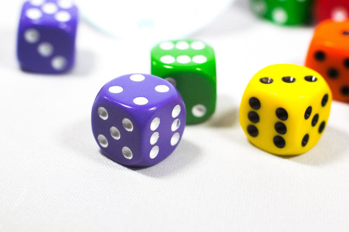 New Dice 12mm 6-sided Red Orange Yellow Green Blue Purple Small Rainbow 12 Dice