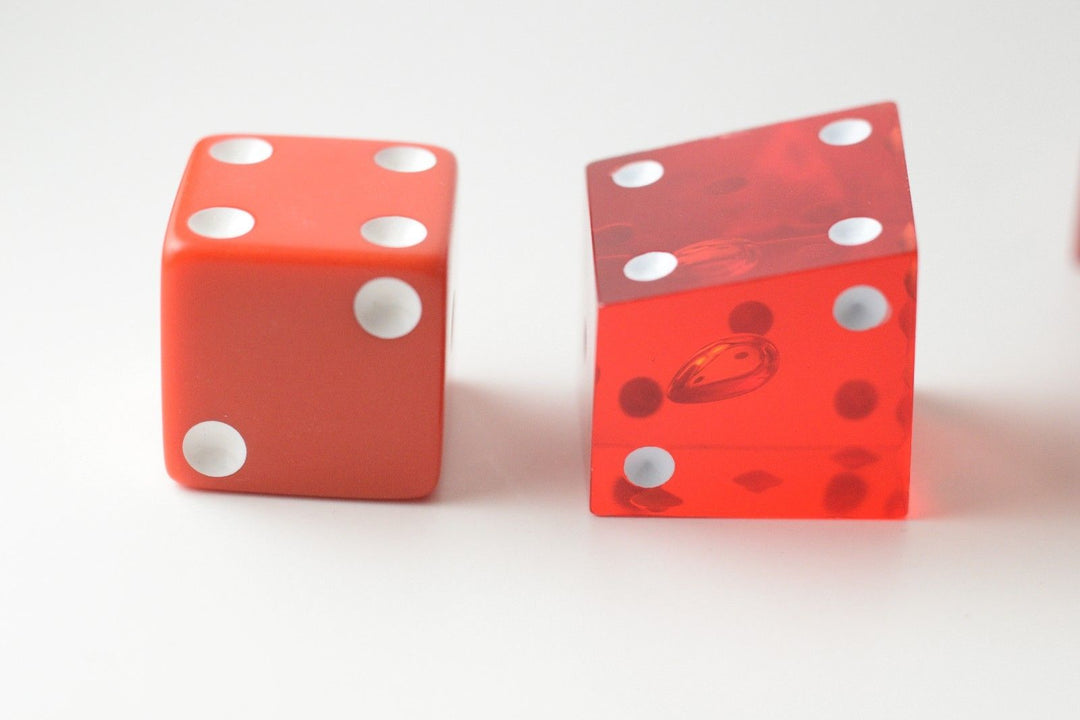 New Set of 2 Large Crooked Red Dice Whacky Crazy Trippy Gag Novelty Funny Gift