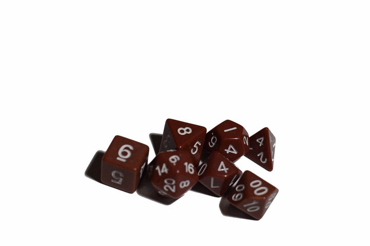 Brown Opaque 7 Die Set Polyhedral Dice by BrycesDice RPG Magic D&D Unique