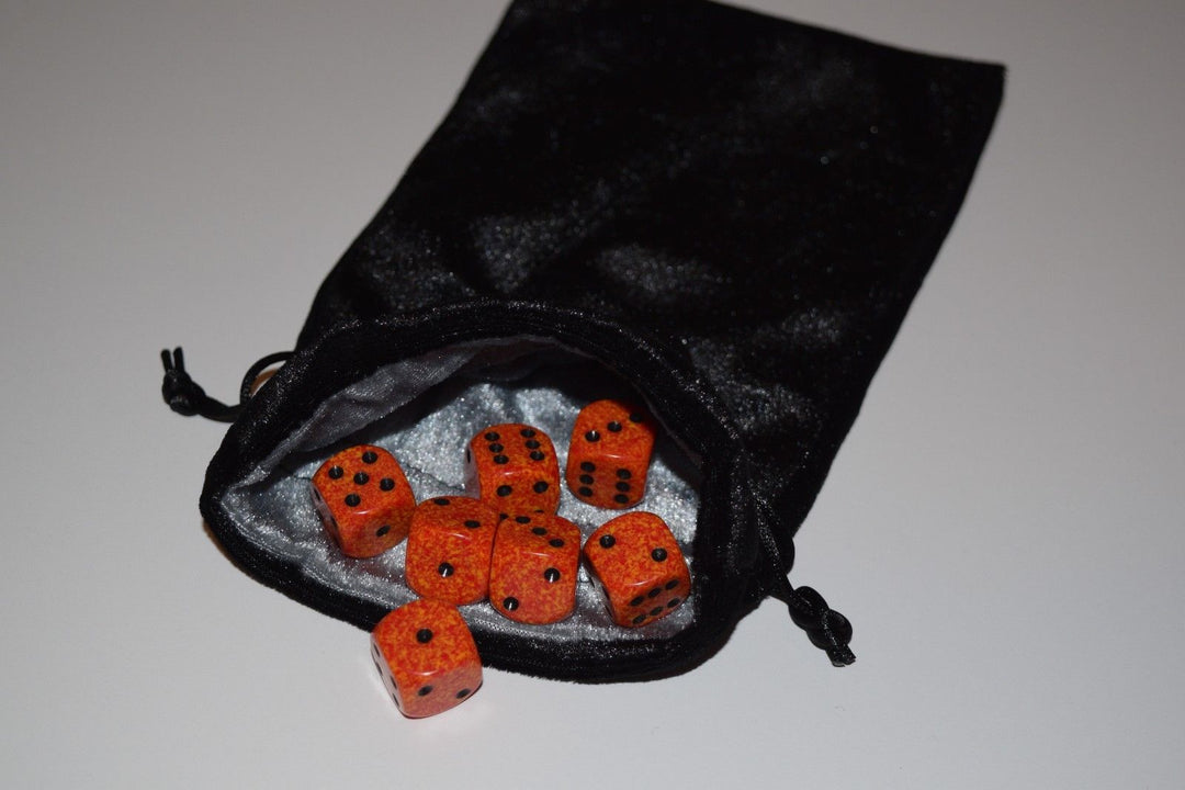 Large Black Velvet Gift Bag Game Dice Bag w/ Grey Velvet Lining Counter Pouch