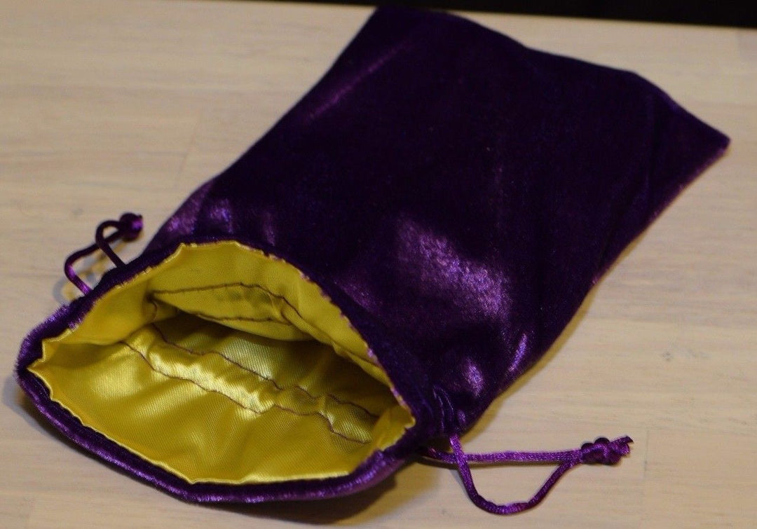 Large Purple Velvet Gift Big Game Dice Bag w/ Yellow Satin Lining Counter Pouch