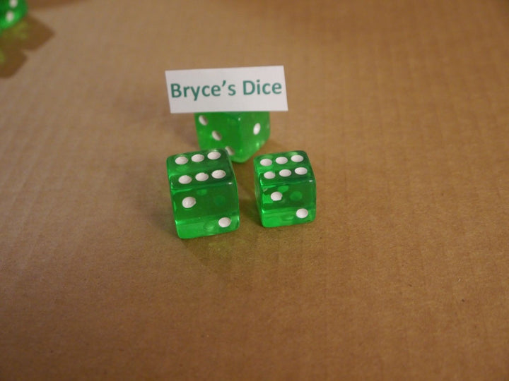 NEW Set of 5 Green Transparent Large Casino Size 19mm Dice Green Great Quality
