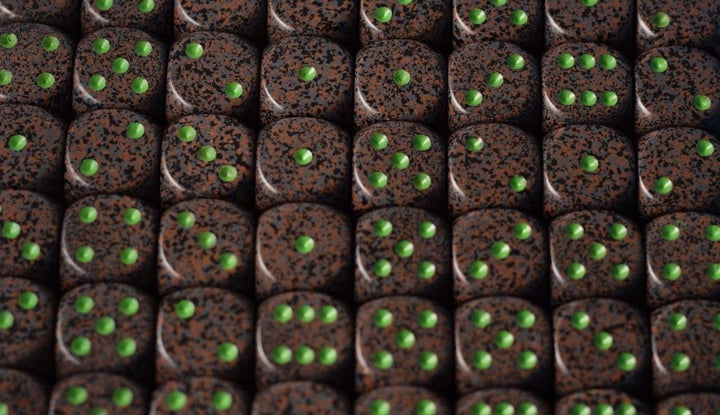 Earth Speckled 16mm D6 Pipped | Sold per Die (Green + Brown Dice)