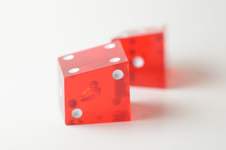 New Set of 2 Large Crooked Red Dice Whacky Crazy Trippy Gag Novelty Funny Gift