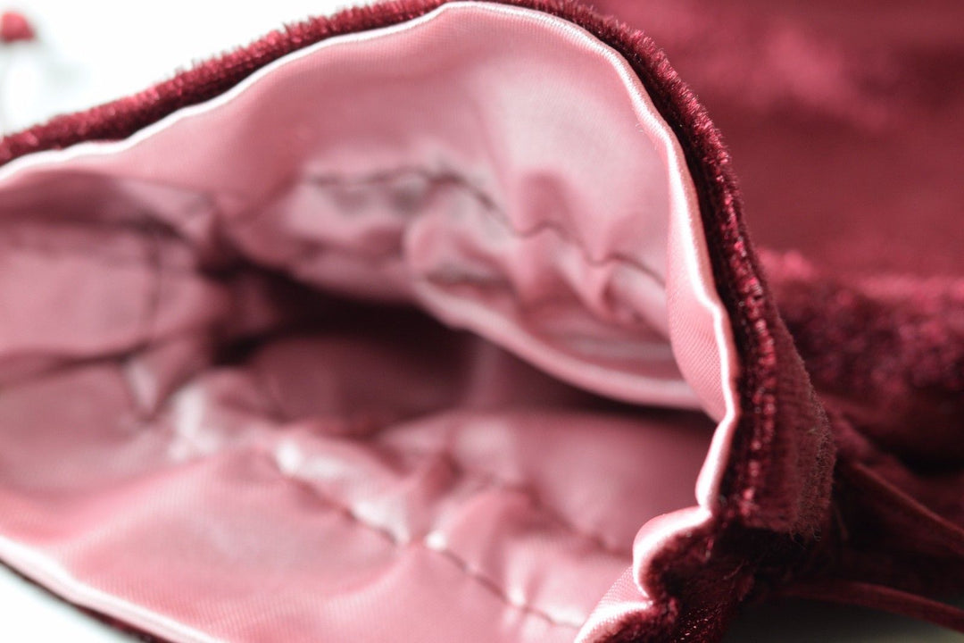 Large Maroon Velvet Gift Big Game Dice Bag w/ Pink Satin Lining Counter Pouch