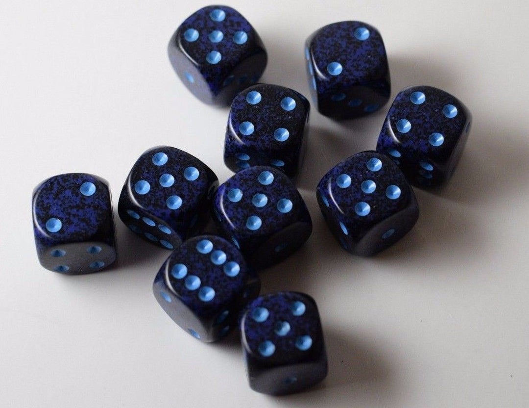 Speckled 16mm D6 RPG Chessex Dice Cobalt | Blue and Black (Sold per die)