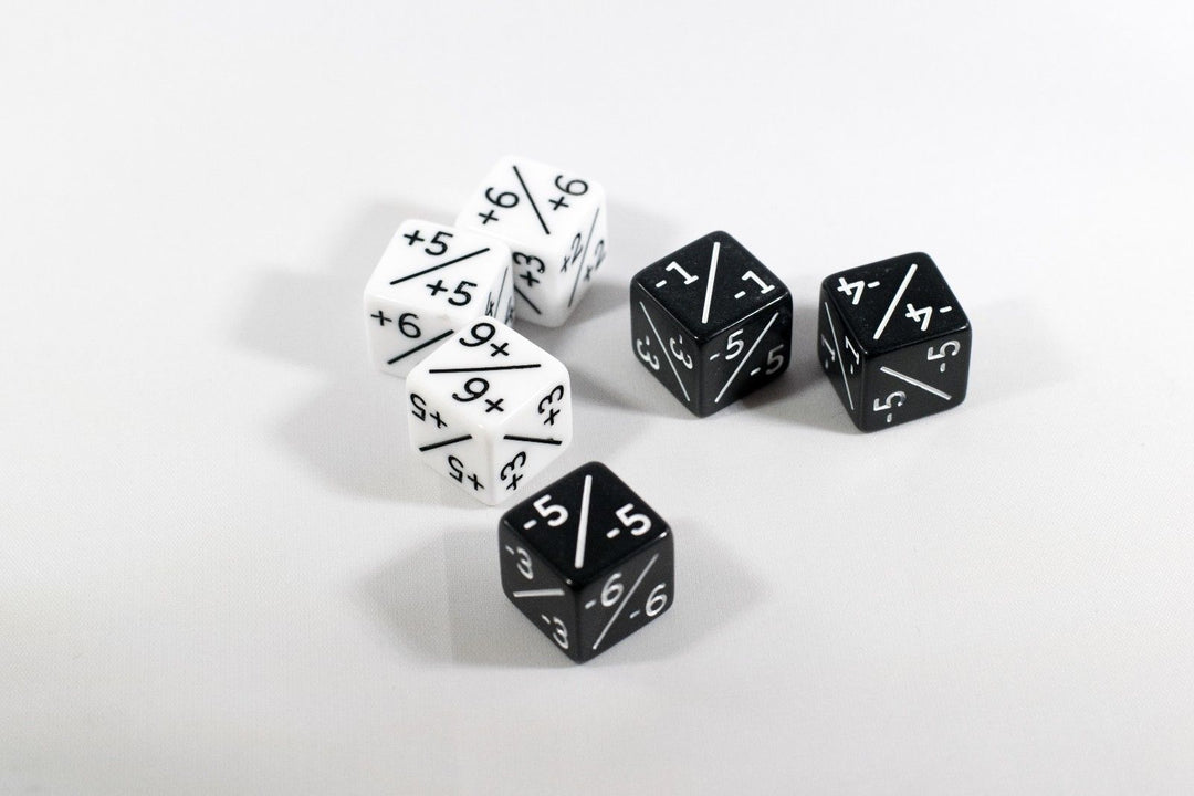 White & Black D6 MTG +1 & -1 Counter Dice - 6 Pack - Magic: The Gathering DnD