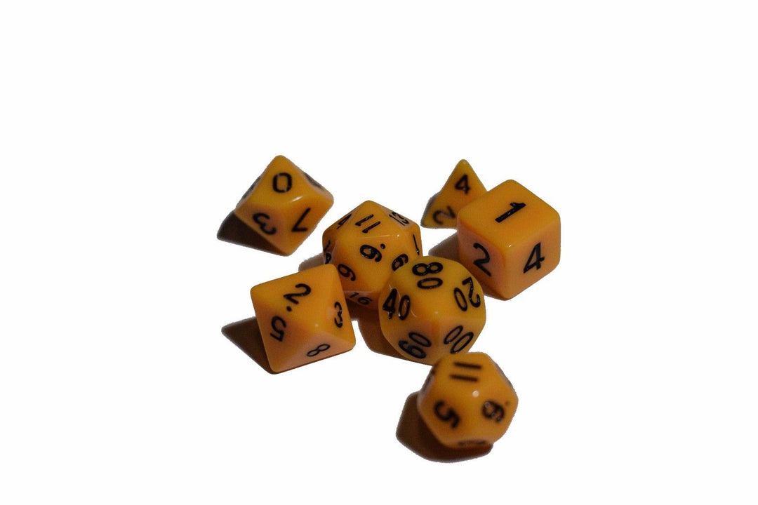Yellow Opaque 7 Die Set Polyhedral Dice by BrycesDice RPG Magic D&D Unique