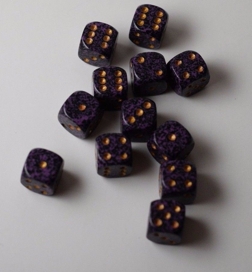 Hurricane Speckled 12mm D6 Pipped | Small Pipped Purple Dice (sold per piece)