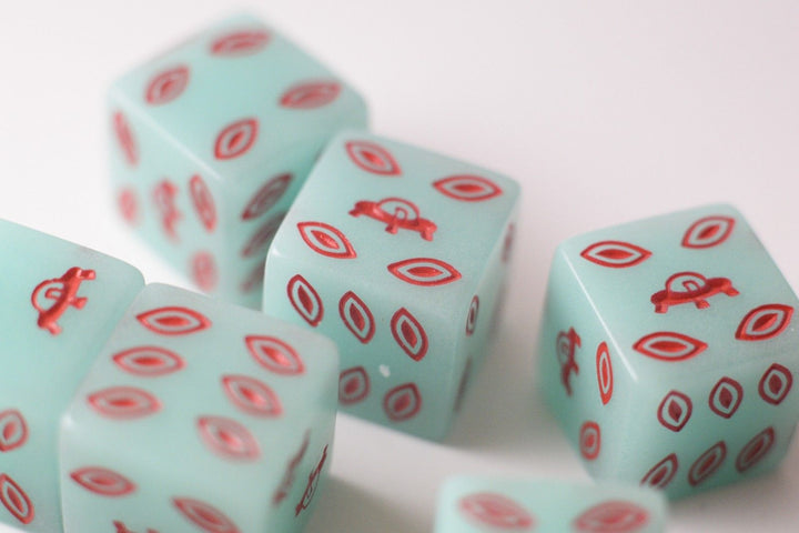 NEW Green Dice with Red Aliens GLOWS Dice Set 6 Sided Bunco RPG D6 16mm Roll