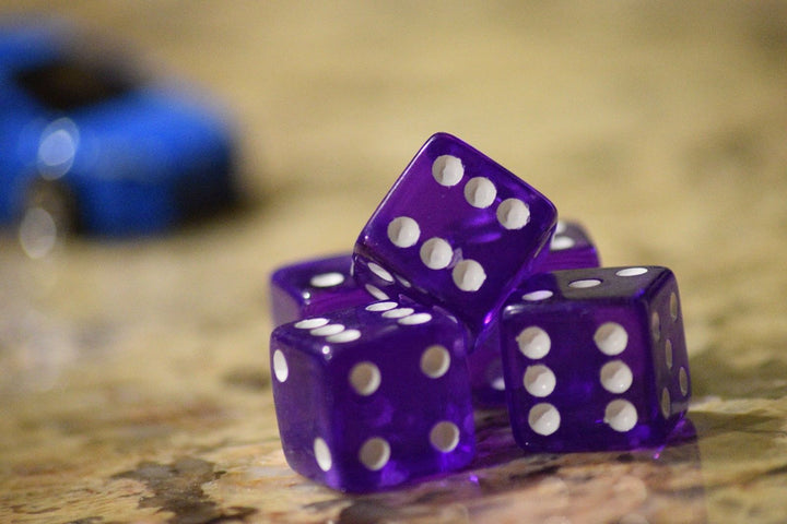 Purple 5 Transparent w/ White Pip Bunco Gaming Dice set 19mm D6 Yahtzee Quality