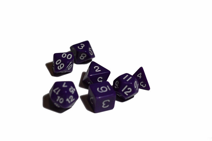 Purple Opaque 7 Die Set Polyhedral Dice by BrycesDice RPG Magic D&D Unique