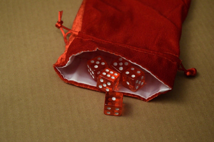 NEW Large Red Velvet RPG Game Dice Bag w/ White Satin Lining Counter Pouch Gift