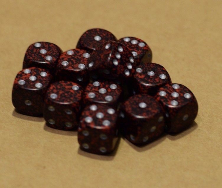 Silver Volcano Speckled 12mm D6 Pipped