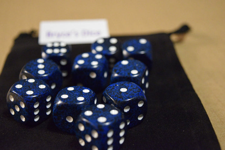 Speckled 16mm D6 RPG Chessex Dice (1 Die) - Stealth - Speckled Blue and Black
