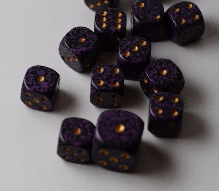 Hurricane Speckled 12mm D6 Pipped | Small Pipped Purple Dice (sold per piece)
