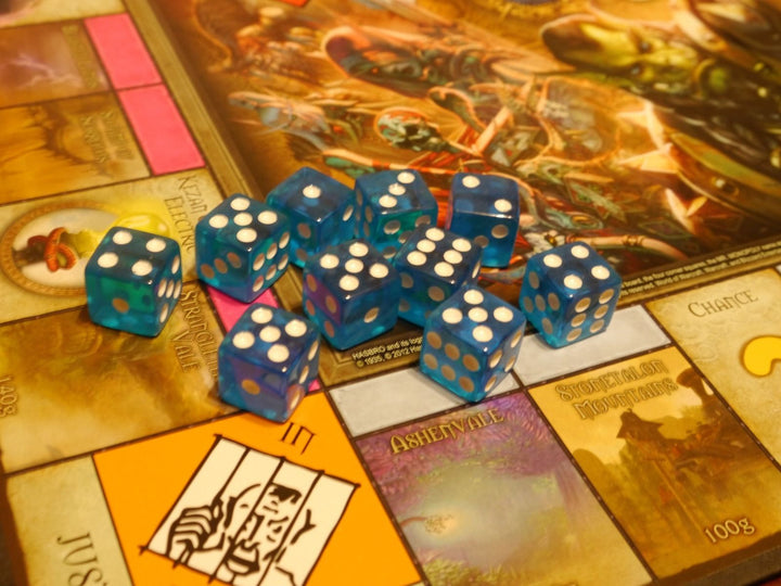 NEW 10 Transparent Blue w/ White Pip Bunco Gaming Dice Set 16mm D6 Great Quality