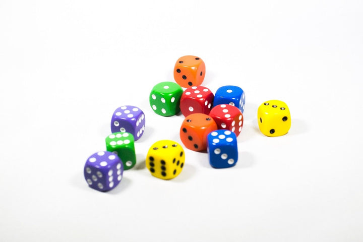 New Dice 12mm 6-sided Red Orange Yellow Green Blue Purple Small Rainbow 12 Dice