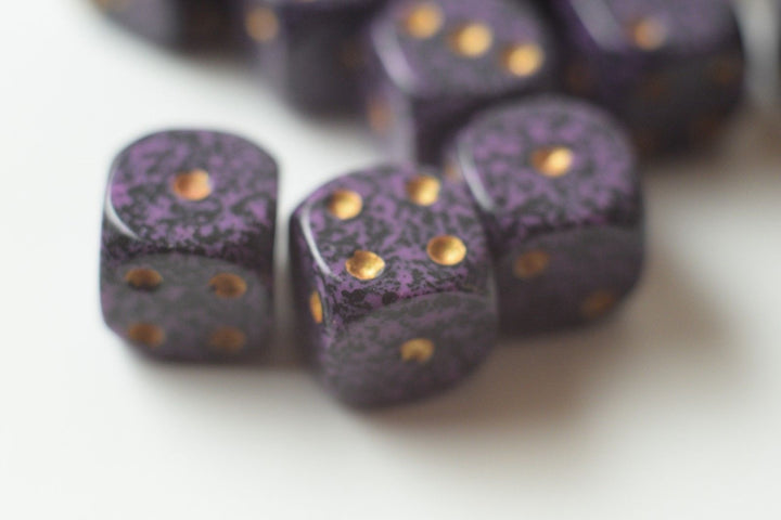 Hurricane Speckled 12mm D6 Pipped | Small Pipped Purple Dice (sold per piece)