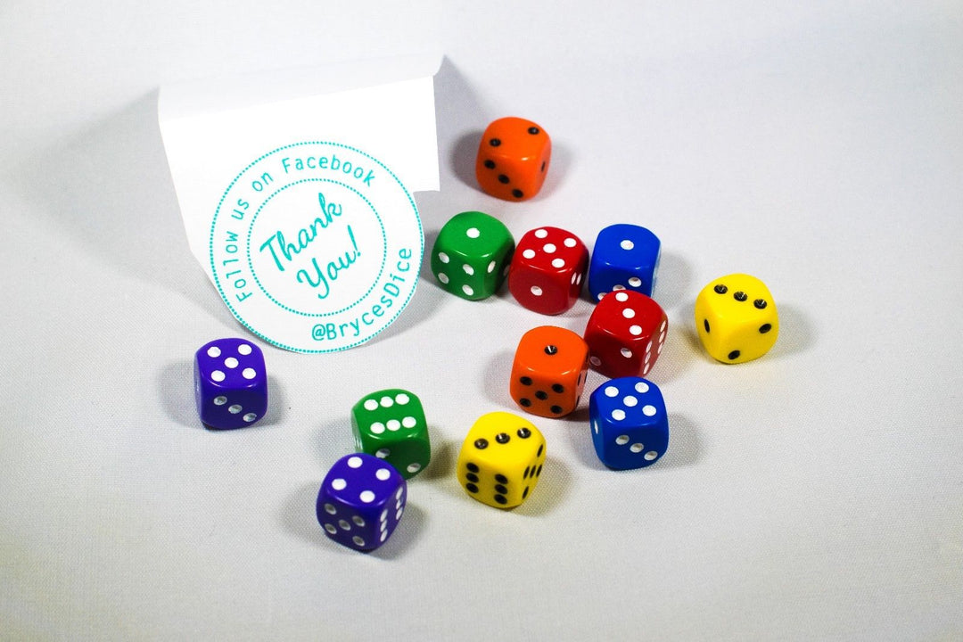 New Dice 12mm 6-sided Red Orange Yellow Green Blue Purple Small Rainbow 12 Dice