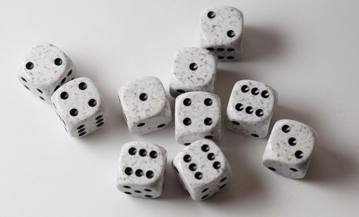 Arctic Camo Speckled 16mm D6 RPG Chessex | Sold Per Piece (White/Black)