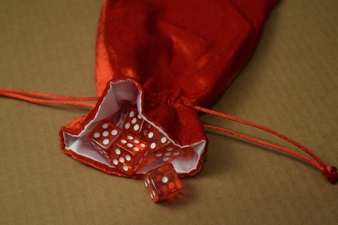 NEW Large Red Velvet RPG Game Dice Bag w/ White Satin Lining Counter Pouch Gift