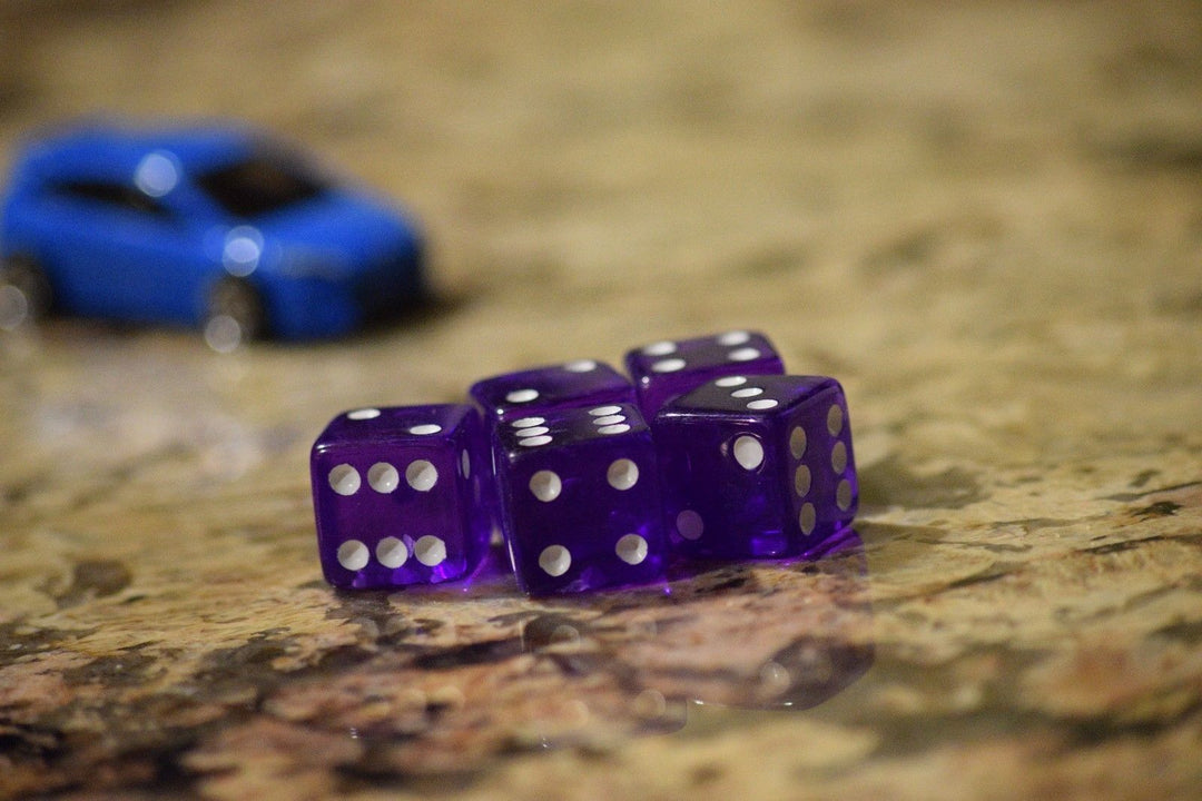Purple 5 Transparent w/ White Pip Bunco Gaming Dice set 19mm D6 Yahtzee Quality
