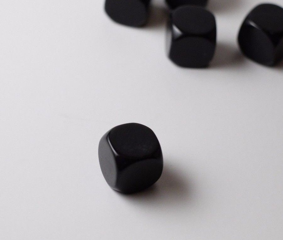 (Sold by Piece) Blank Black Dice / Counting Cubes 16mm D6 Square RPG Gaming Dice DIY
