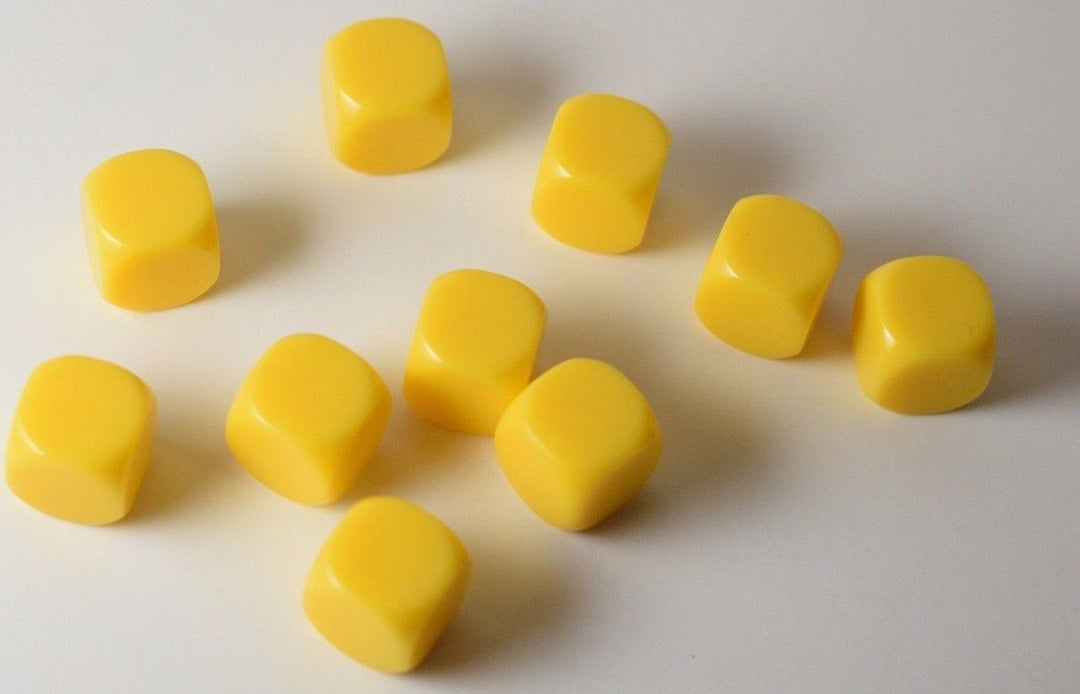 (Sold by Piece) Blank Yellow Dice / Counting Cubes 16mm D6 Square RPG Gaming Dice DIY