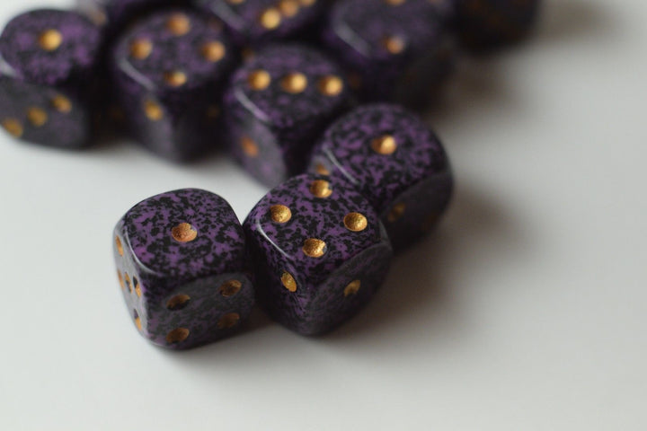 Hurricane Speckled 12mm D6 Pipped | Small Pipped Purple Dice (sold per piece)