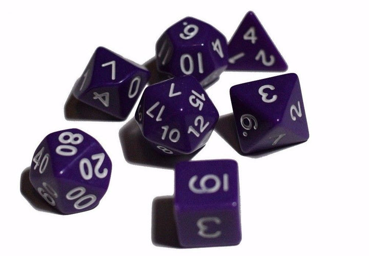 Purple Opaque 7 Die Set Polyhedral Dice by BrycesDice RPG Magic D&D Unique