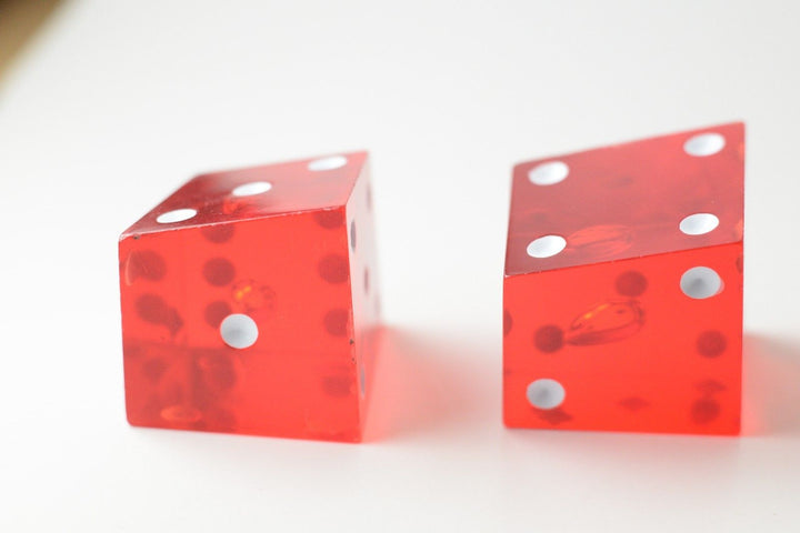 New Set of 2 Large Crooked Red Dice Whacky Crazy Trippy Gag Novelty Funny Gift