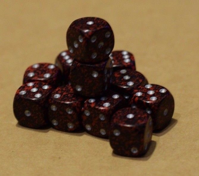 Silver Volcano Speckled 12mm D6 Pipped