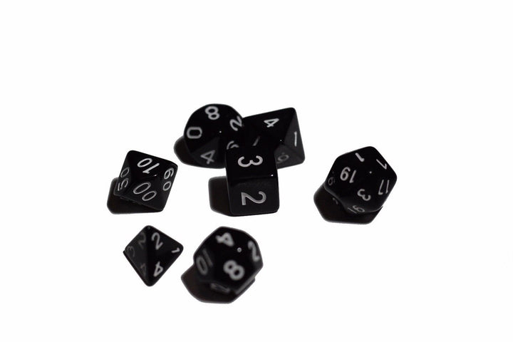 Black Opaque 7 Die Set Polyhedral Dice by BrycesDice RPG Magic D&D Unique