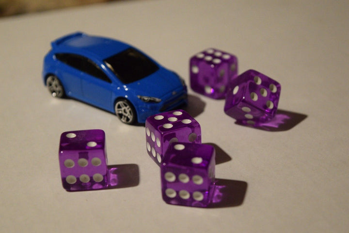 NEW Set of Purple Transparent 16mm Dice 5 Purple D6 RPG Bunco Home CASINO Games